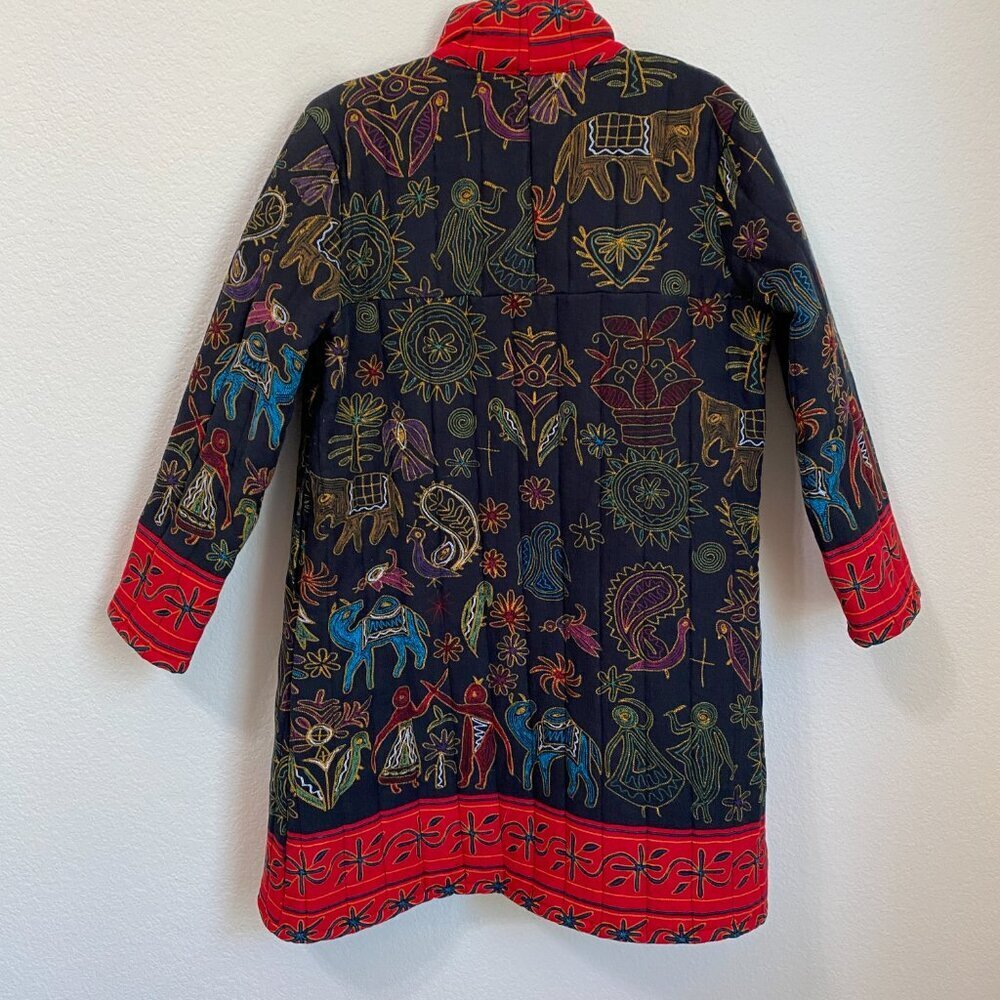 Chinese Embroidered Floral Quilted Long Jacket - Picture 6 of 6